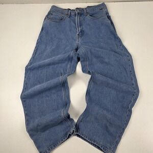 Vans Jeans Mens 31 Blue Baggy Fit Check-5 Denim Wide Leg Skate Pants Casual